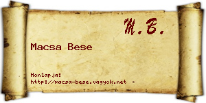 Macsa Bese névjegykártya